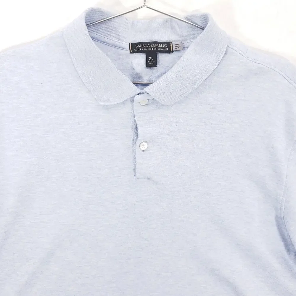 Banana Republic Polo Shirt Mens Extra Large Heather Blue Luxury Performance Top